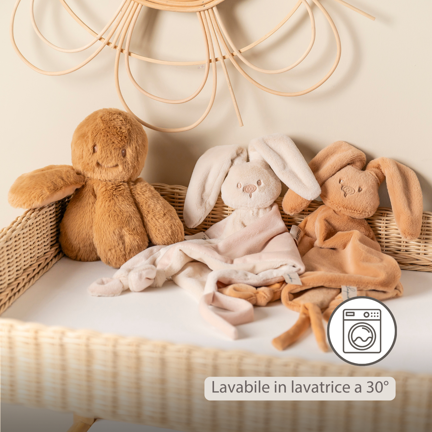 Lapidou Baby Comforter - 65 x 40 cm - Doudou Rabbit - Warm Beige [IT]