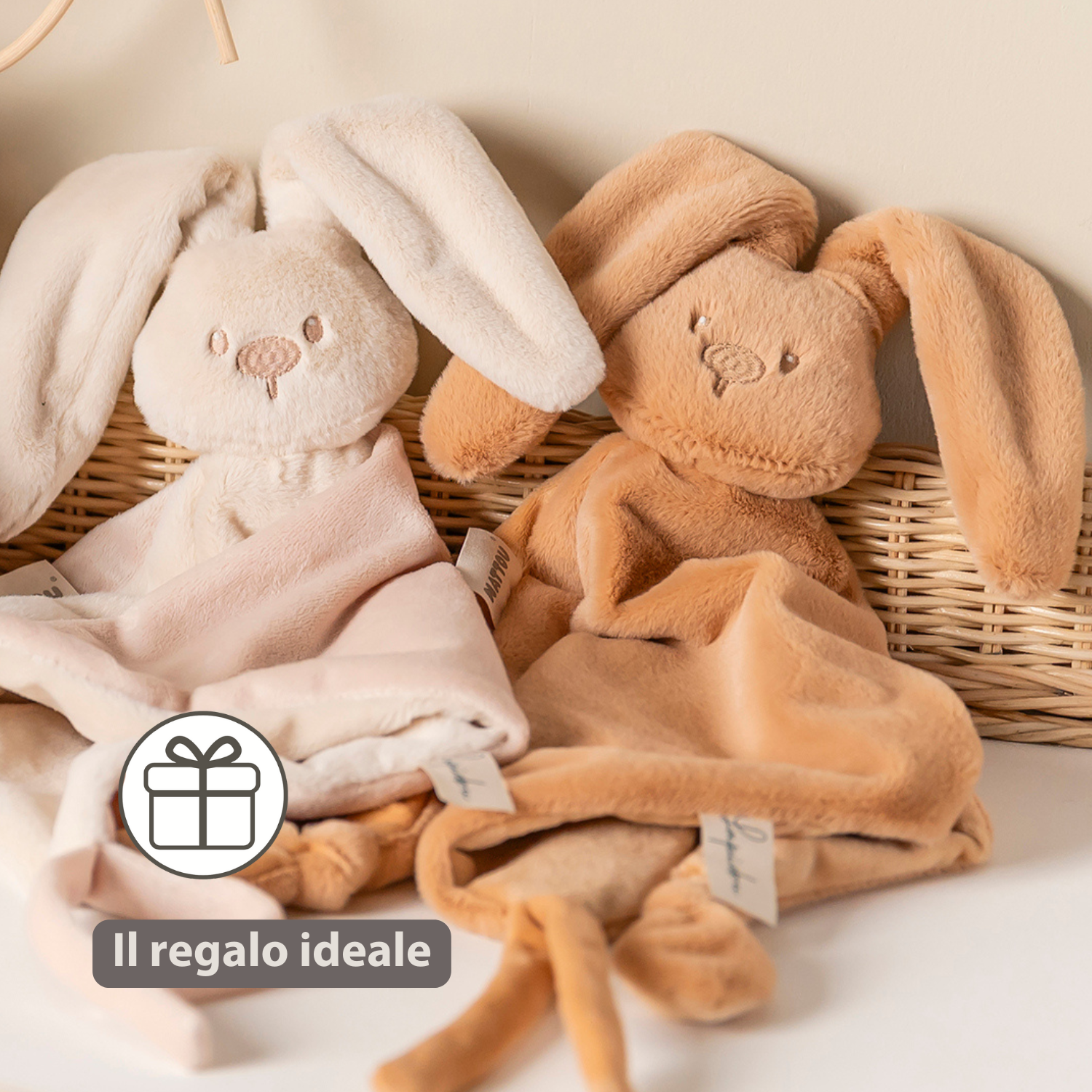 Lapidou Baby Comforter - 65 x 40 cm - Doudou Rabbit - Warm Beige [IT]