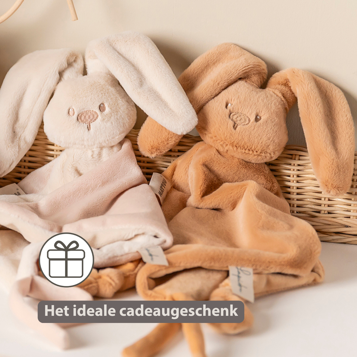 Lapidou Baby Comforter - 65 x 40 cm - Doudou Rabbit - Warm Beige [NL]