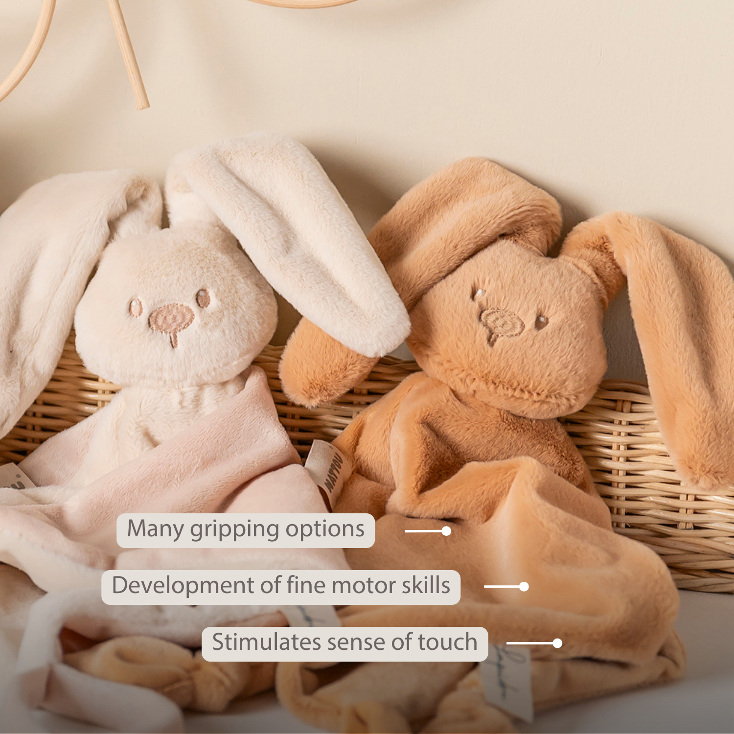 Lapidou Baby Comforter - 65 x 40 cm - Doudou Rabbit - Warm Beige [EN]
