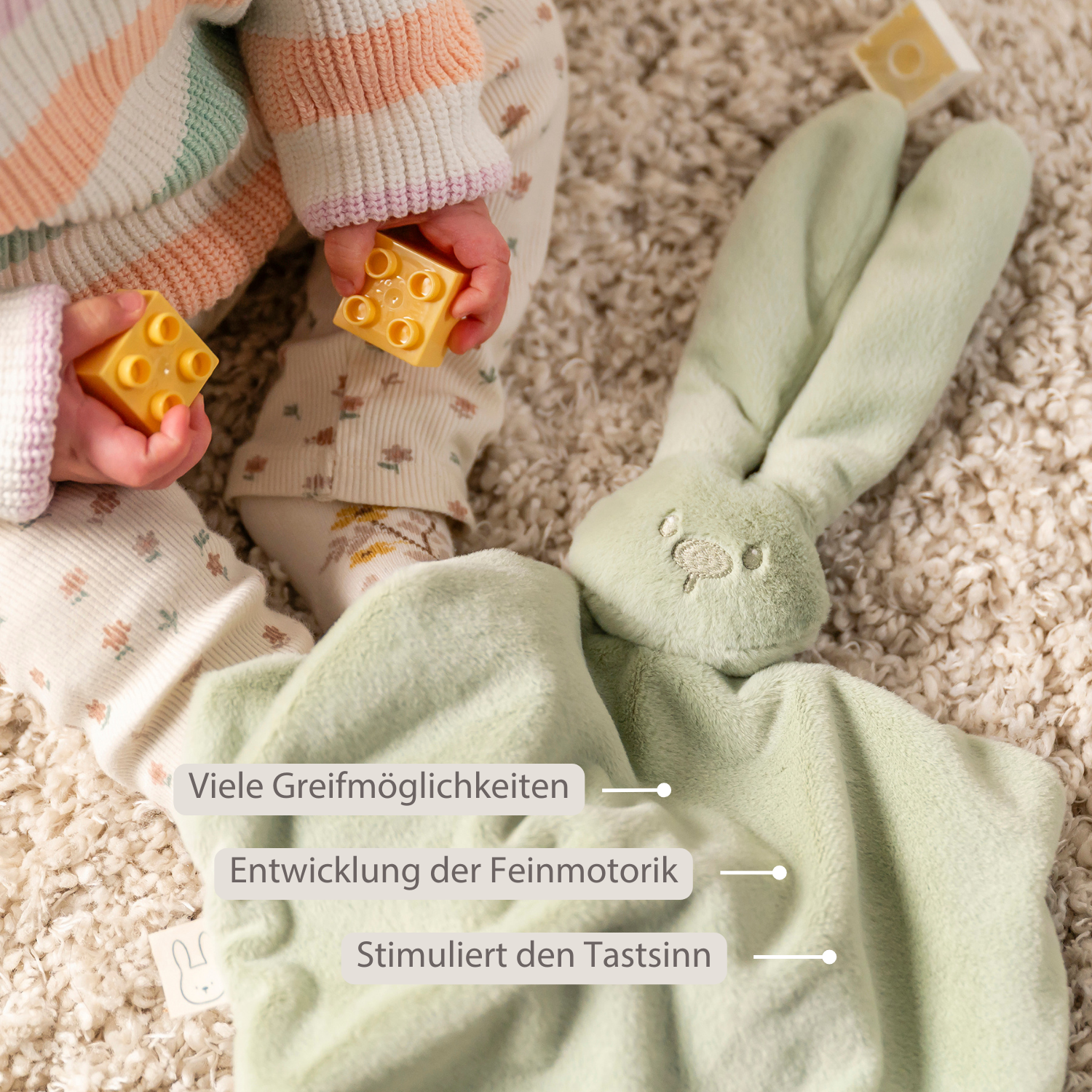 Lapidou Baby Comforter - 65 x 40 cm - Doudou Rabbit - Linden Green [DE]