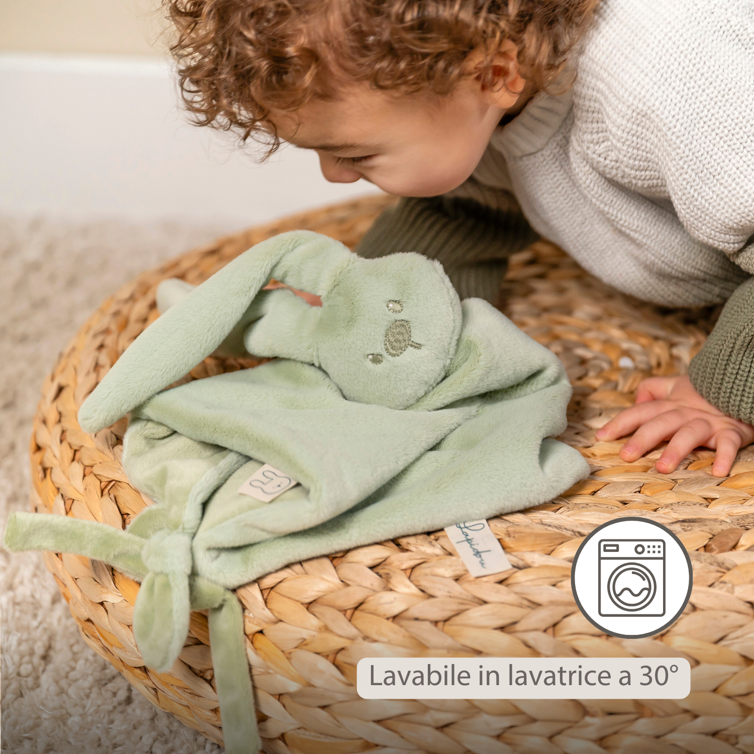 Lapidou Baby Comforter - 65 x 40 cm - Doudou Rabbit - Linden Green [IT]