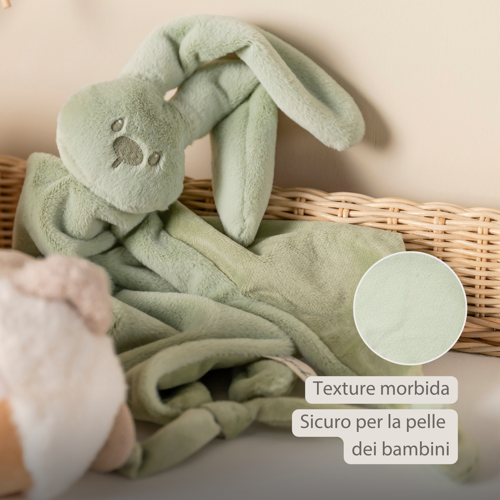 Lapidou Baby Comforter - 65 x 40 cm - Doudou Rabbit - Linden Green [IT]