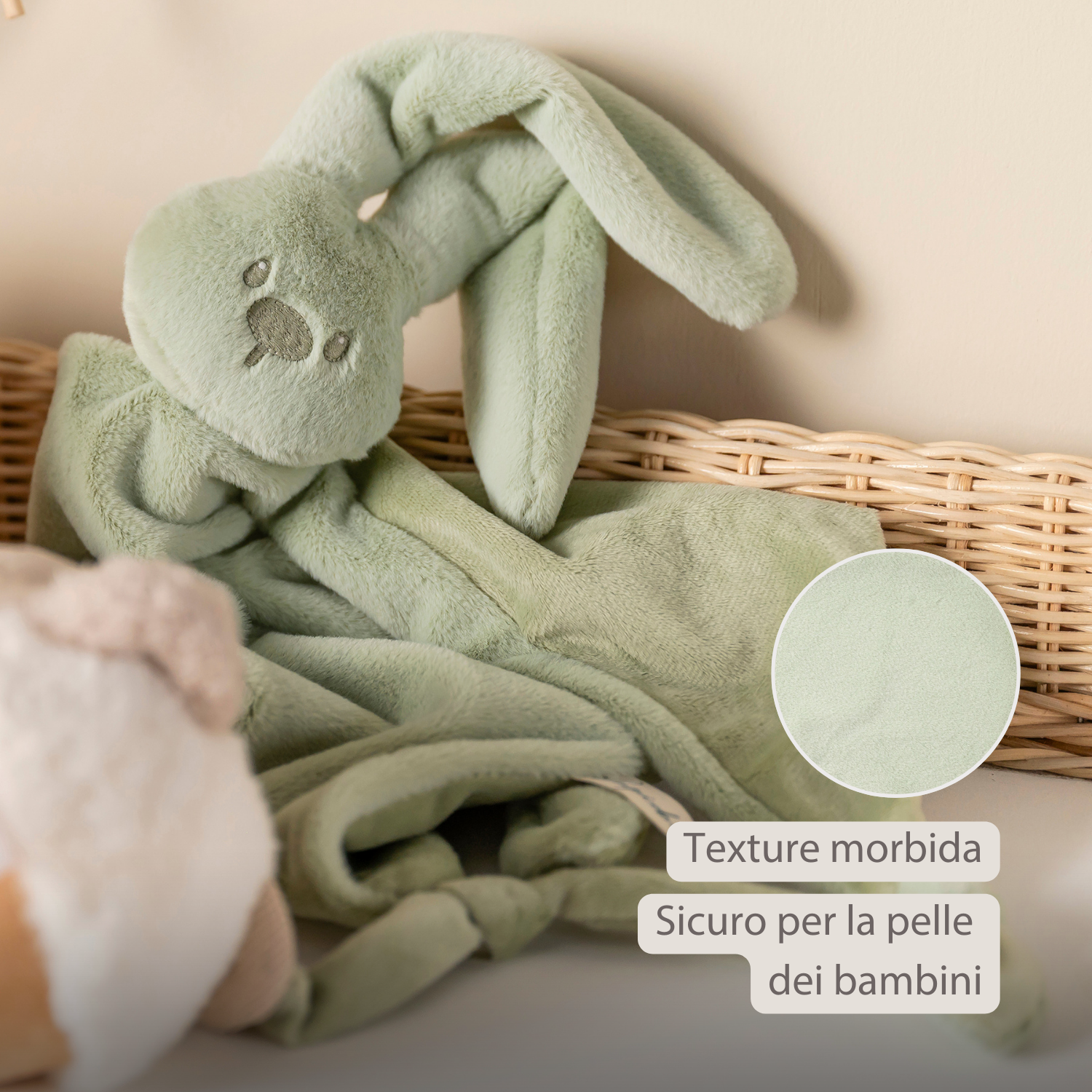 Lapidou Baby Comforter - 65 x 40 cm - Doudou Rabbit - Linden Green [IT]