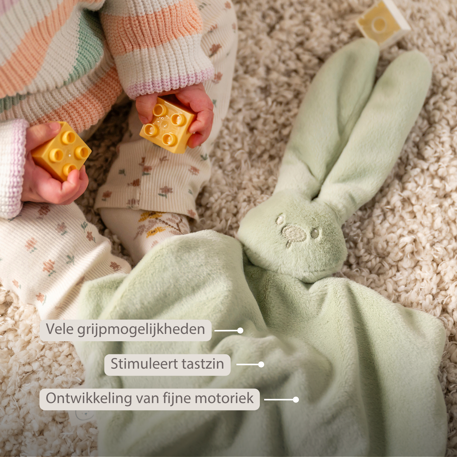 Lapidou Baby Comforter - 65 x 40 cm - Doudou Rabbit - Linden Green [NL]