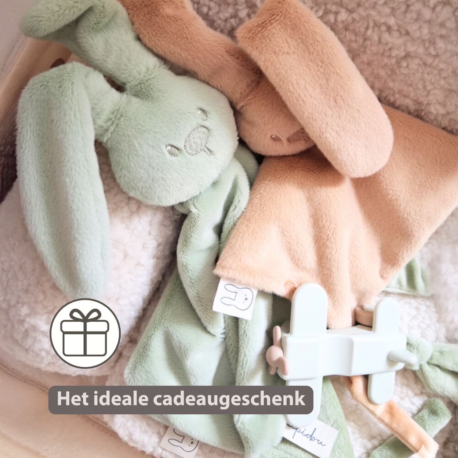Lapidou Baby Comforter - 65 x 40 cm - Doudou Rabbit - Linden Green [NL]