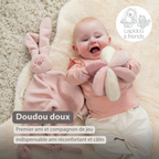 Lapidou Baby Comforter - 65 x 40 cm - Doudou Rabbit - Powder Pink [FR]