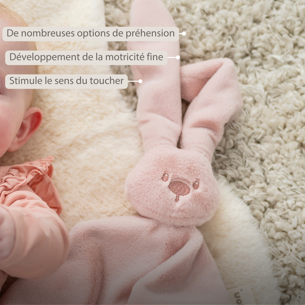 Lapidou Baby Comforter - 65 x 40 cm - Doudou Rabbit - Powder Pink [FR]