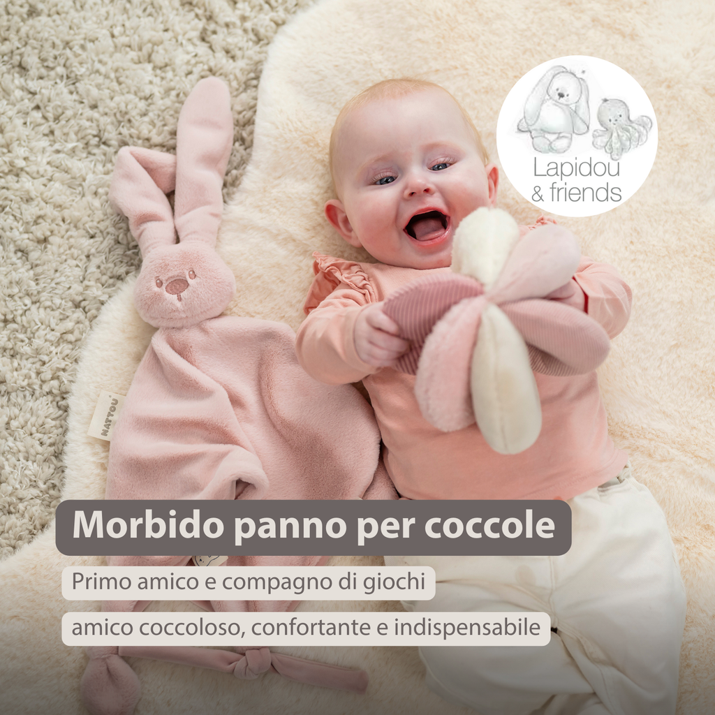 Lapidou Baby Comforter - 65 x 40 cm - Doudou Rabbit - Powder Pink [IT]