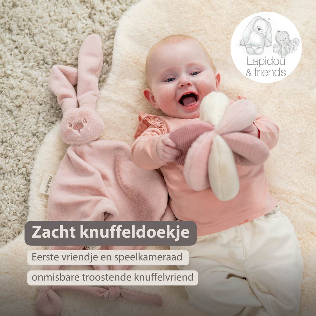 Lapidou Baby Comforter - 65 x 40 cm - Doudou Rabbit - Powder Pink [NL]