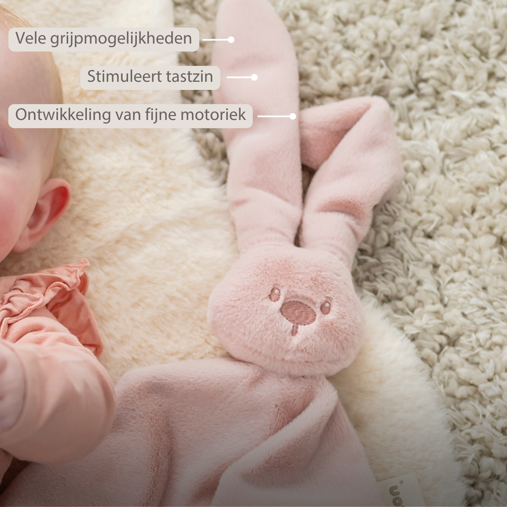 Lapidou Baby Comforter - 65 x 40 cm - Doudou Rabbit - Powder Pink [NL]