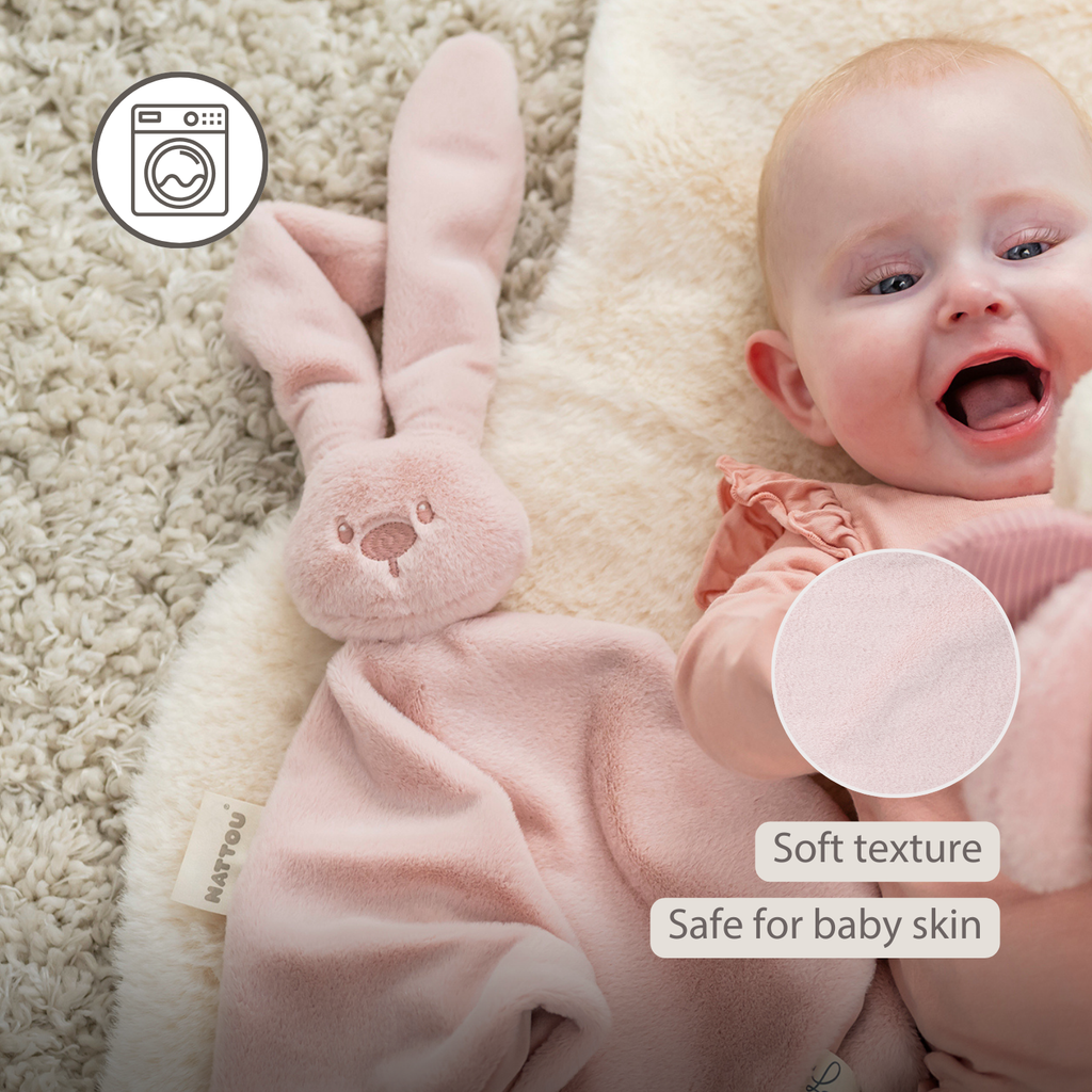 Lapidou Baby Comforter - 65 x 40 cm - Doudou Rabbit - Powder Pink [EN]