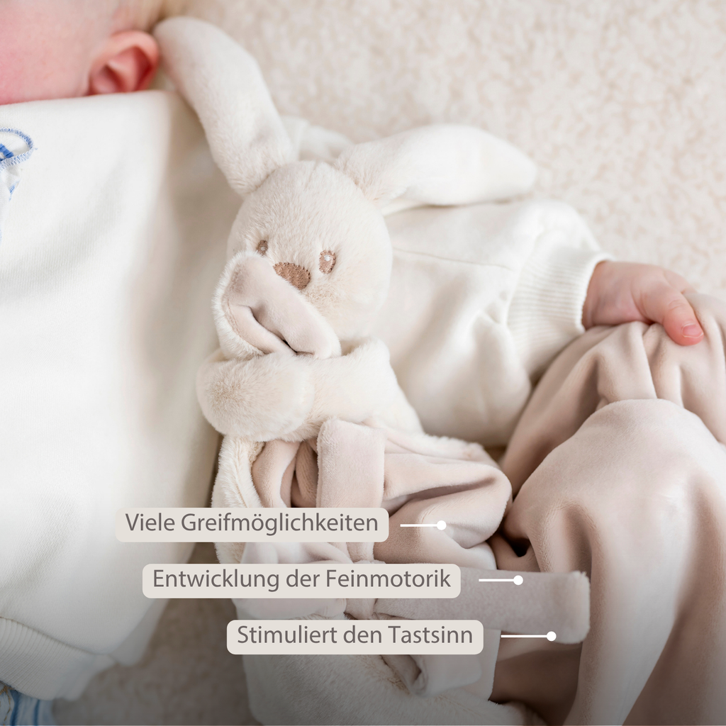 Lapidou Baby Blanket with Plush - 50 x 50 cm - Doudou Rabbit - Sand [DE]