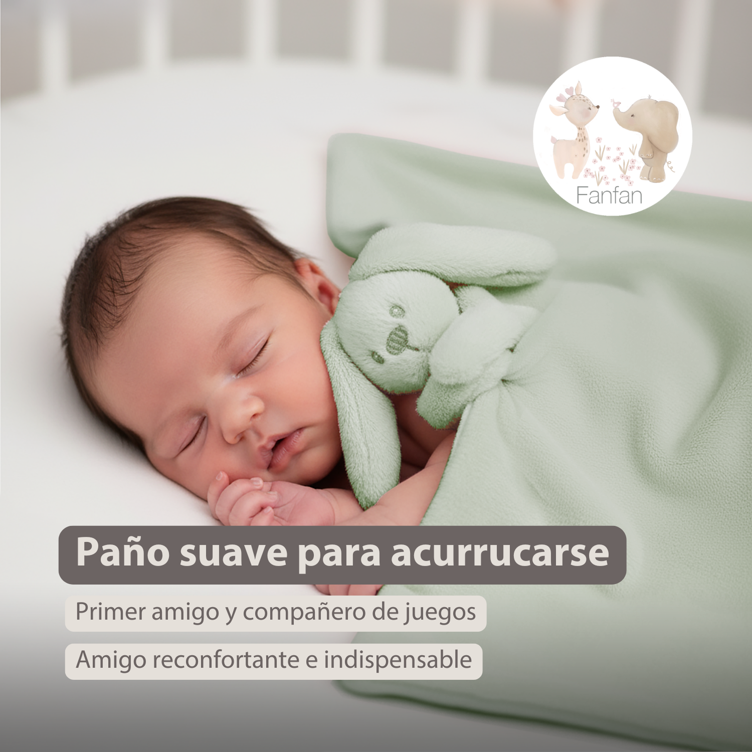Lapidou Baby Blanket with Plush - 50 x 50 cm - Doudou Rabbit - Sand [ES]