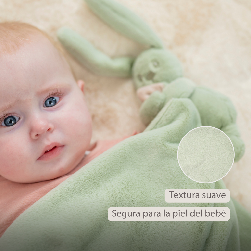 Lapidou Baby Blanket with Plush - 50 x 50 cm - Doudou Rabbit - Sand [ES]