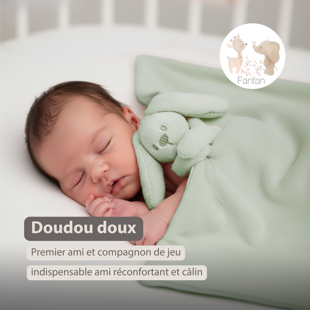 Lapidou Baby Blanket with Plush - 50 x 50 cm - Doudou Rabbit - Sand [FR]
