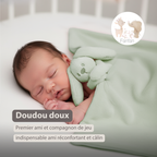 Lapidou Baby Blanket with Plush - 50 x 50 cm - Doudou Rabbit - Sand [FR]