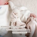 Lapidou Baby Blanket with Plush - 50 x 50 cm - Doudou Rabbit - Sand [FR]