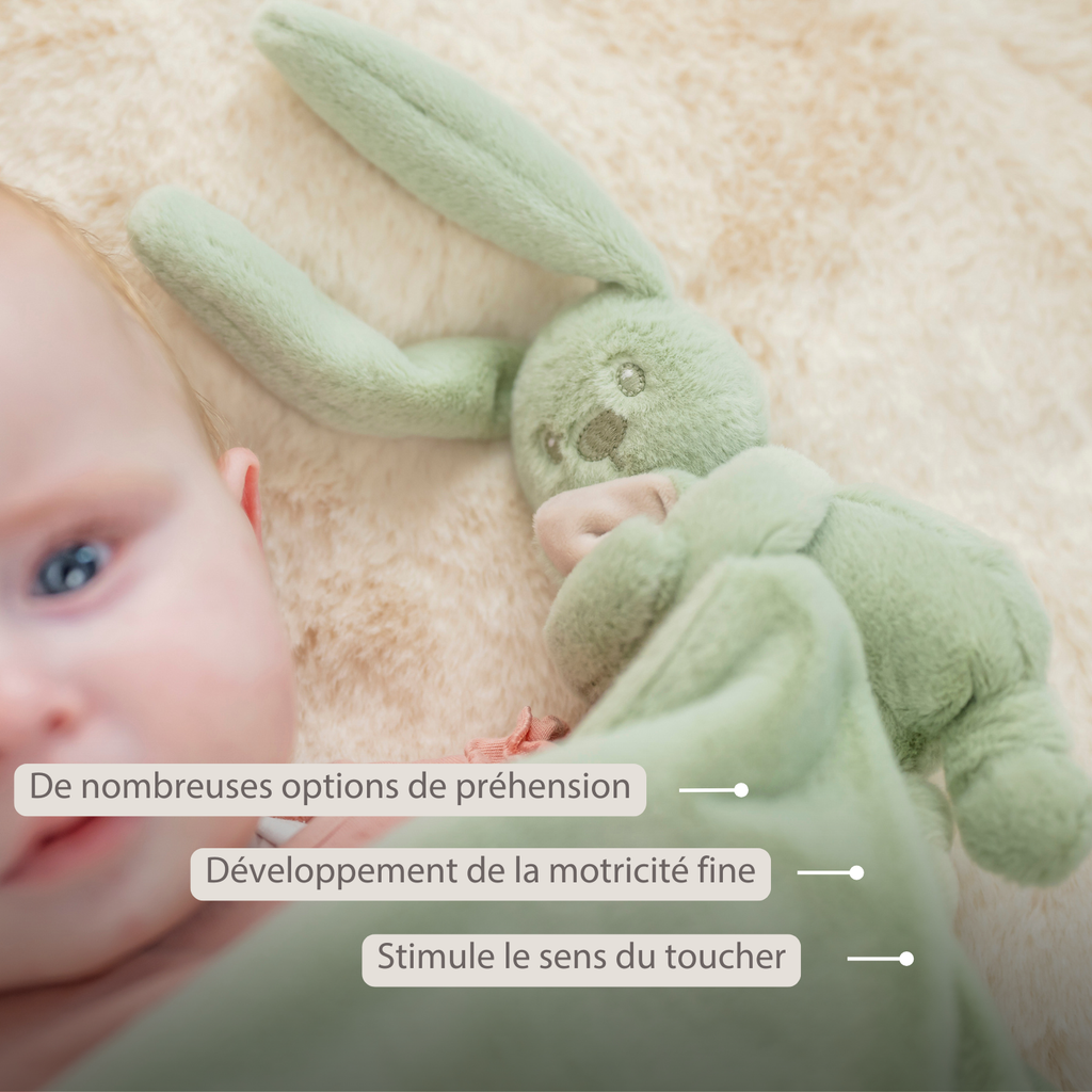 Lapidou Baby Blanket with Plush - 50 x 50 cm - Doudou Rabbit - Sand [FR]