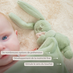 Lapidou Baby Blanket with Plush - 50 x 50 cm - Doudou Rabbit - Sand [FR]