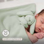Lapidou Baby Blanket with Plush - 50 x 50 cm - Doudou Rabbit - Sand [FR]