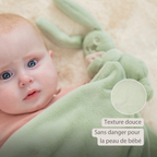 Lapidou Baby Blanket with Plush - 50 x 50 cm - Doudou Rabbit - Sand [FR]