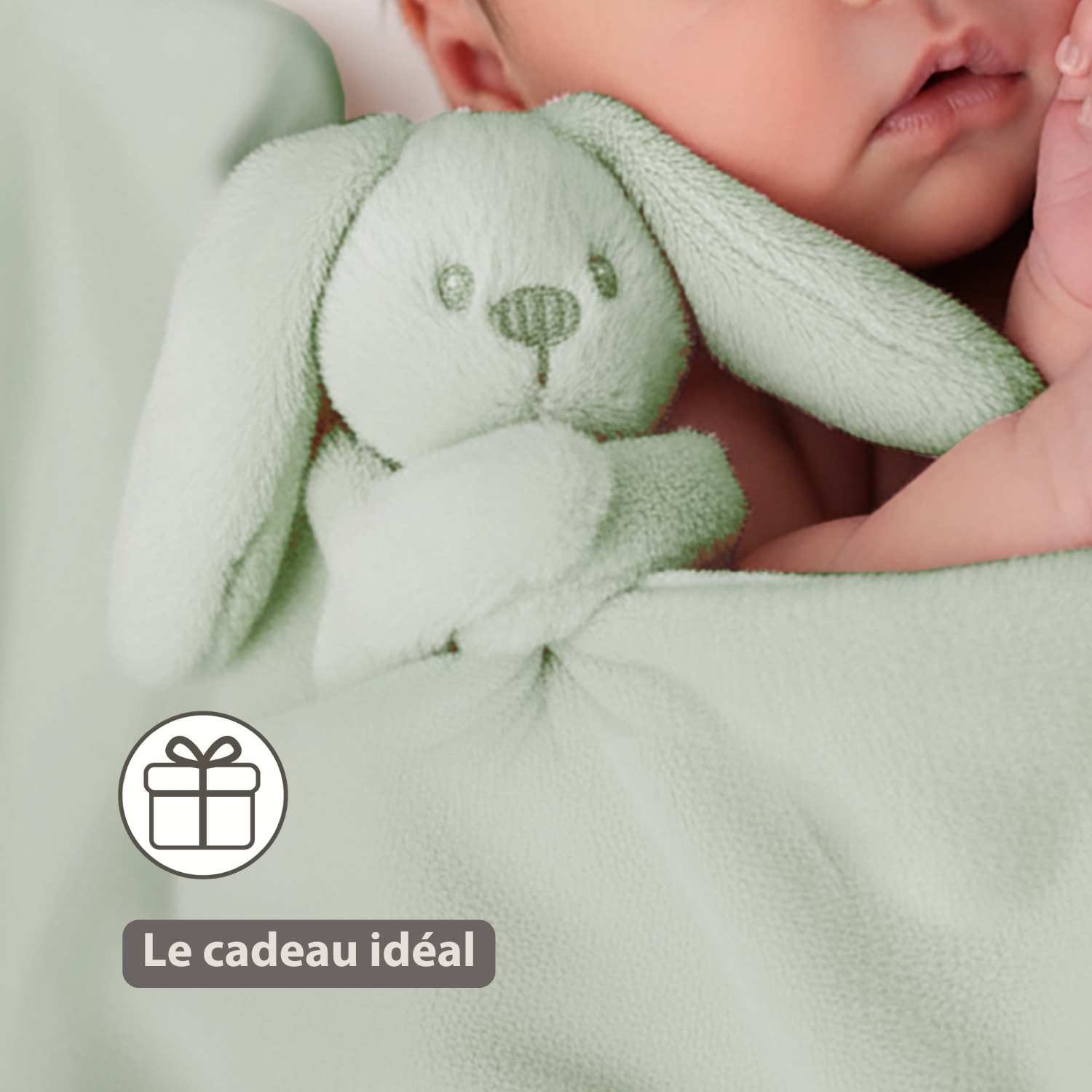 Lapidou Baby Blanket with Plush - 50 x 50 cm - Doudou Rabbit - Sand [FR]