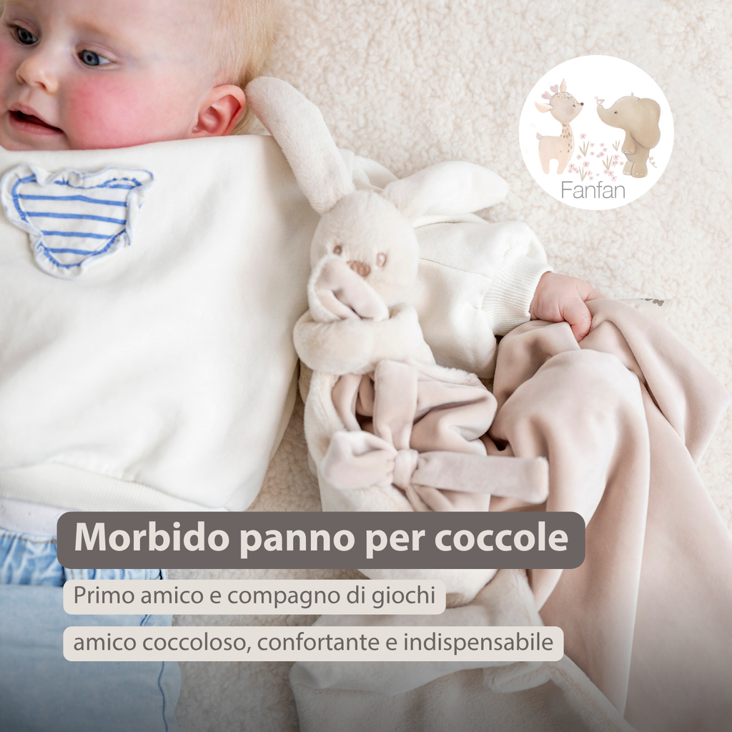 Lapidou Baby Blanket with Plush - 50 x 50 cm - Doudou Rabbit - Sand [IT]