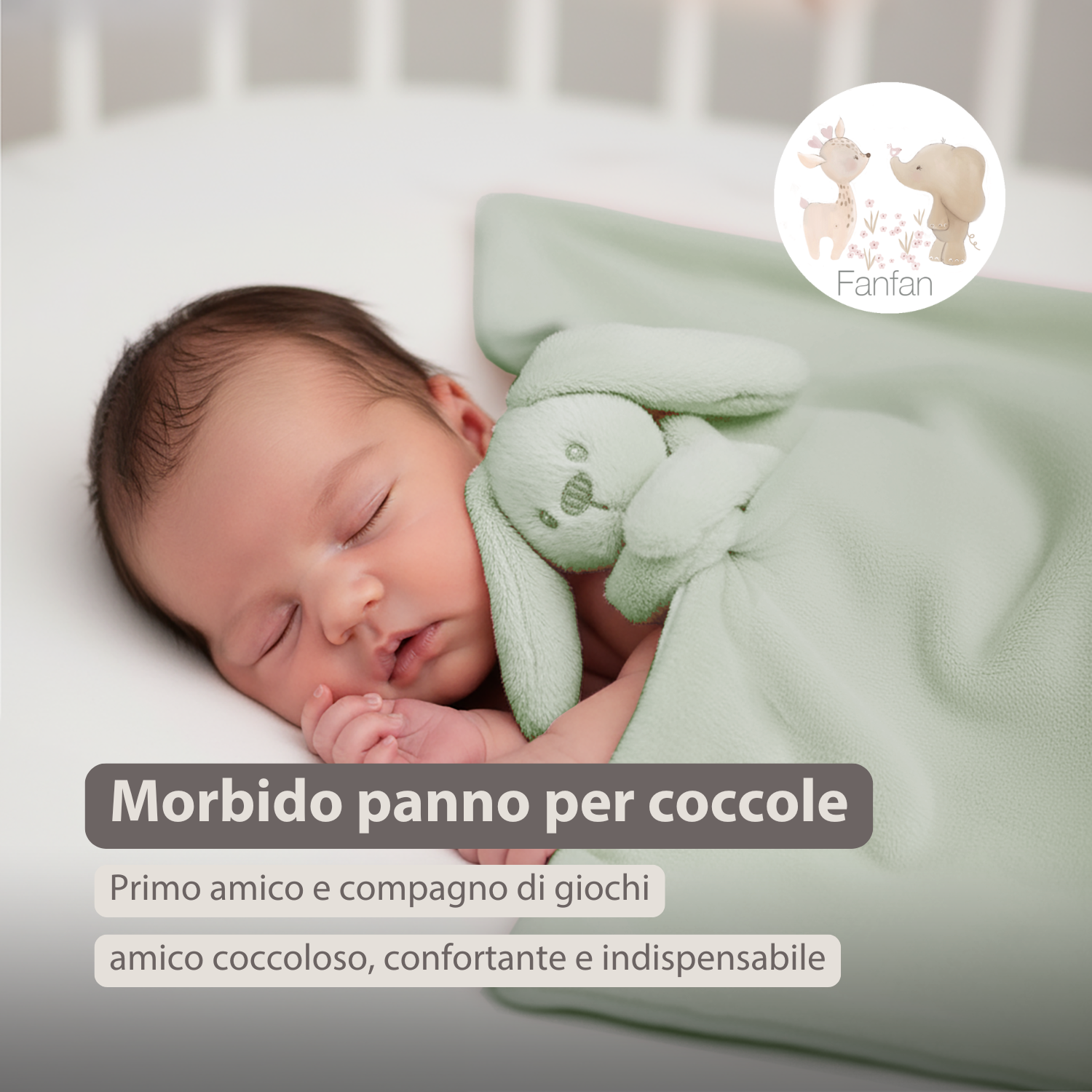 Lapidou Baby Blanket with Plush - 50 x 50 cm - Doudou Rabbit - Sand [IT]