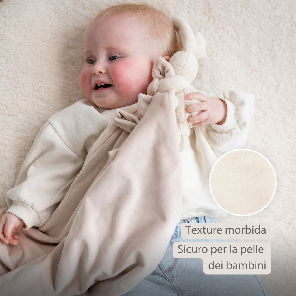 Lapidou Baby Blanket with Plush - 50 x 50 cm - Doudou Rabbit - Sand [IT]