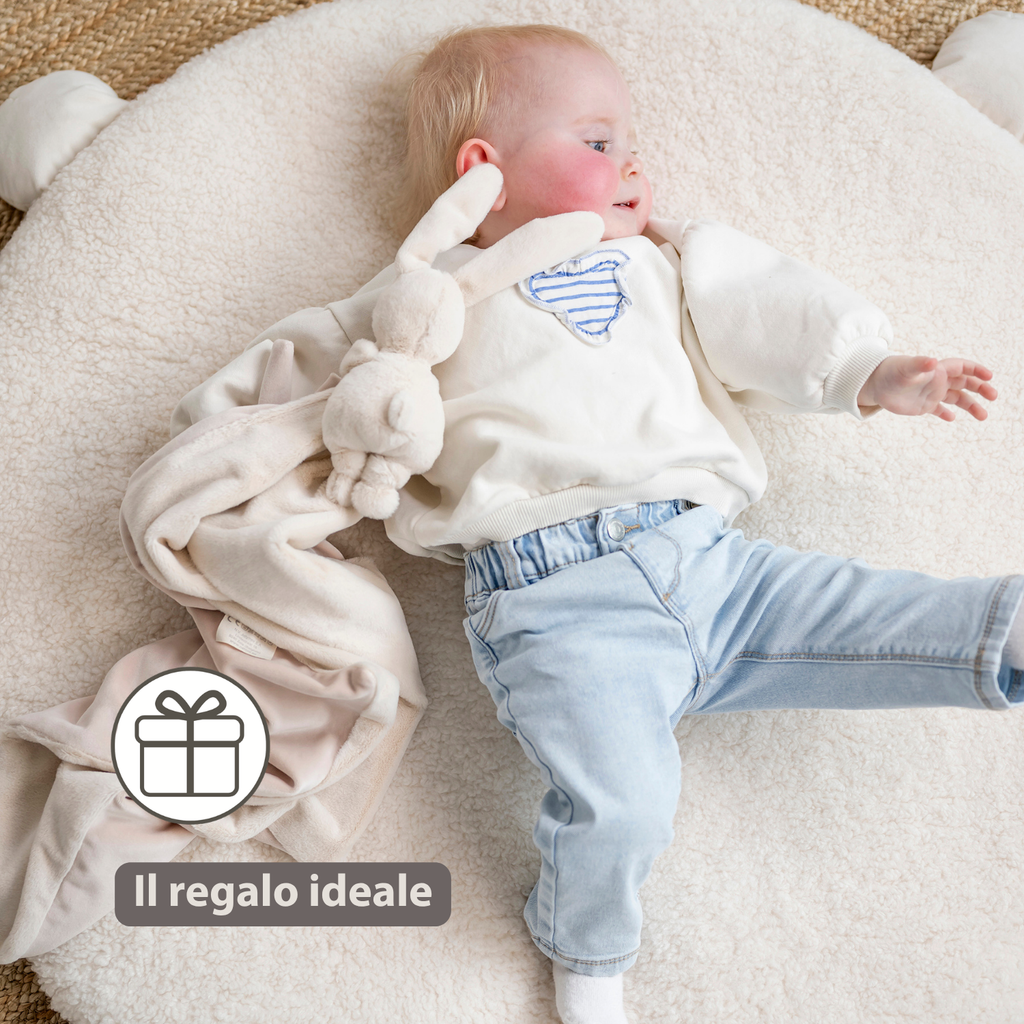 Lapidou Baby Blanket with Plush - 50 x 50 cm - Doudou Rabbit - Sand [IT]