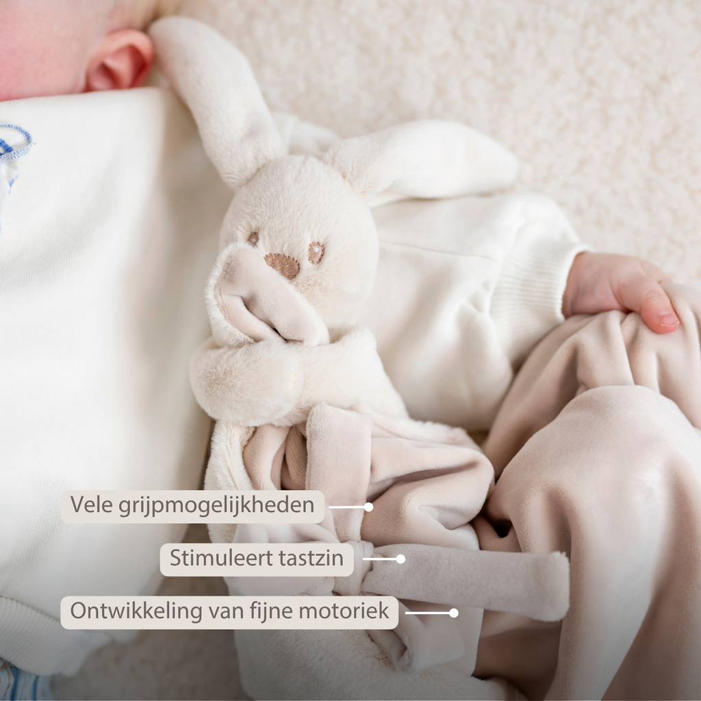 Lapidou Baby Blanket with Plush - 50 x 50 cm - Doudou Rabbit - Sand [NL]