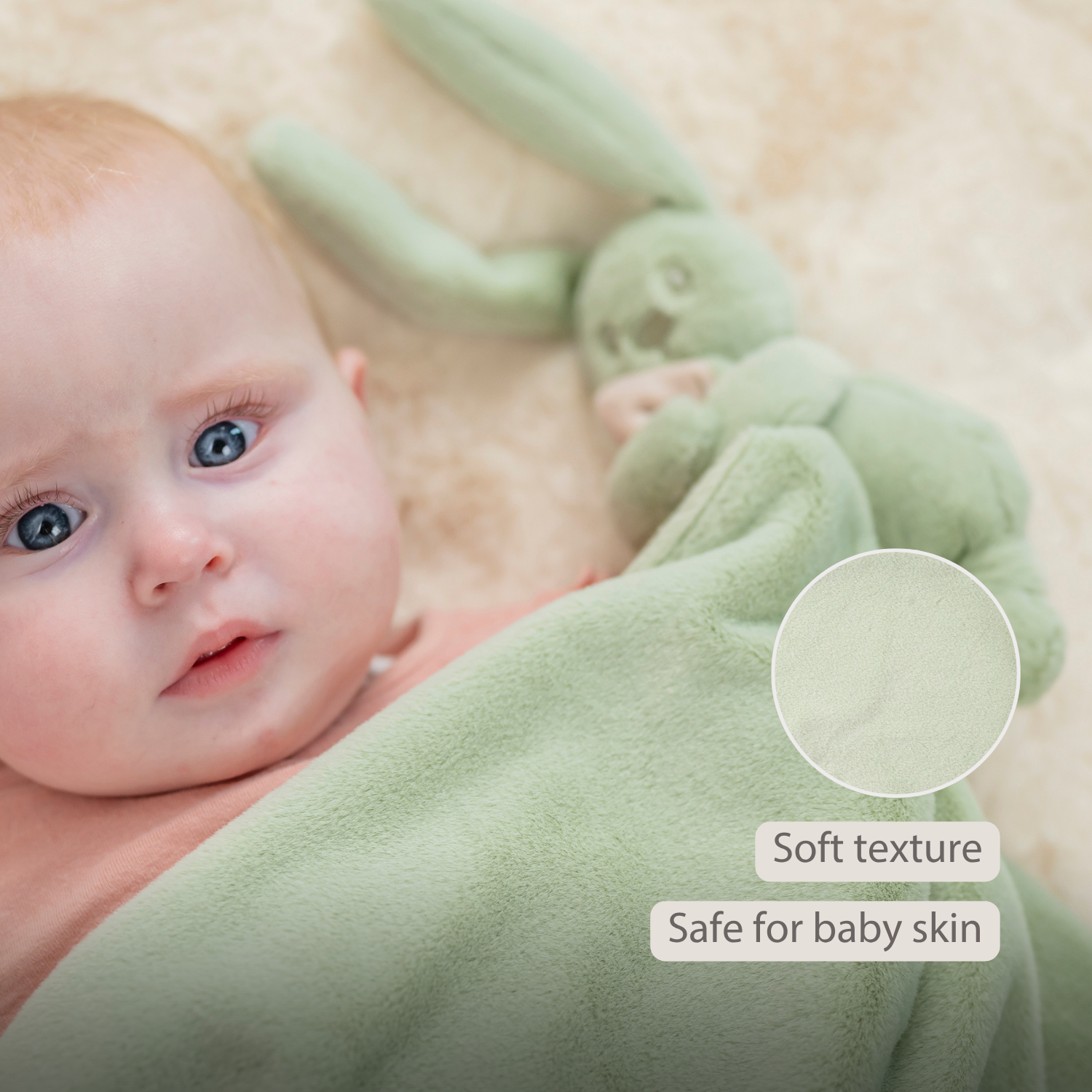 Lapidou Baby Blanket with Plush - 50 x 50 cm - Doudou Rabbit - Sand [EN]