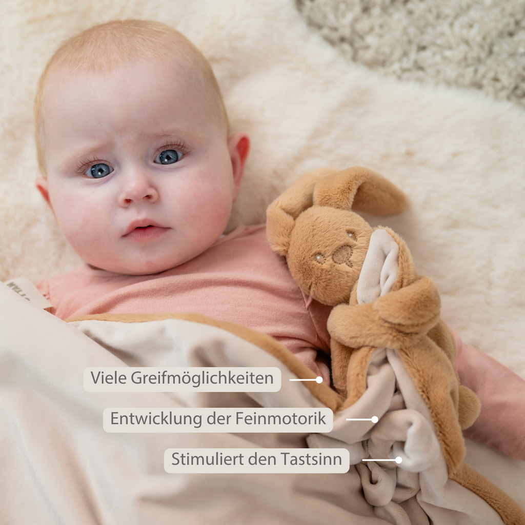 Lapidou Baby Blanket with Plush - 50 x 50 cm - Doudou Rabbit - Warm Beige [DE]