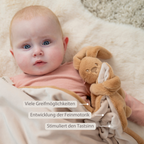 Lapidou Baby Blanket with Plush - 50 x 50 cm - Doudou Rabbit - Warm Beige [DE]