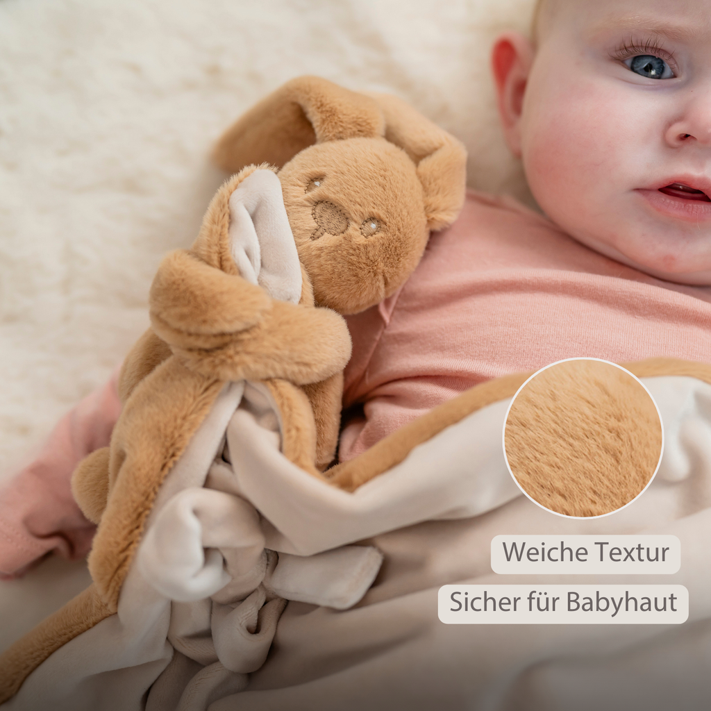 Lapidou Baby Blanket with Plush - 50 x 50 cm - Doudou Rabbit - Warm Beige [DE]