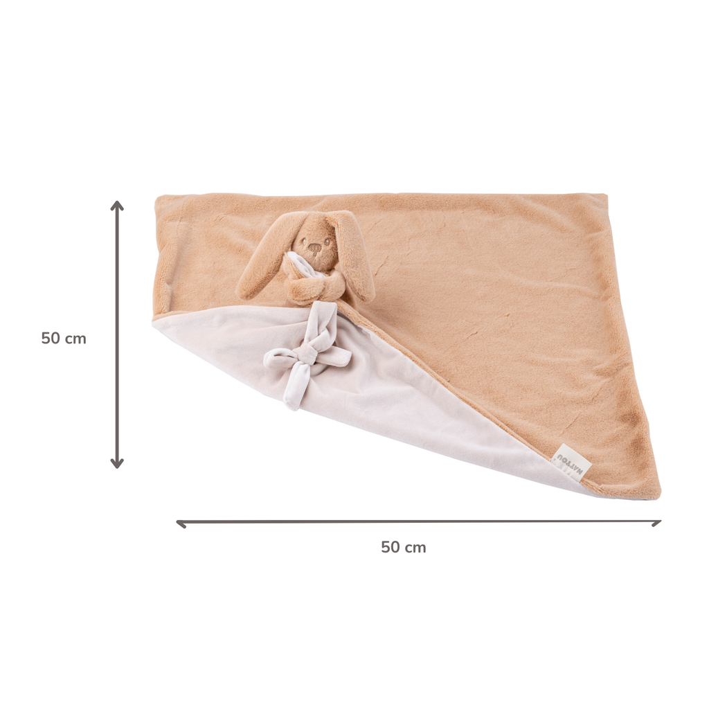 Lapidou Baby Blanket with Plush - 50 x 50 cm - Doudou Rabbit - Warm Beige [DE]