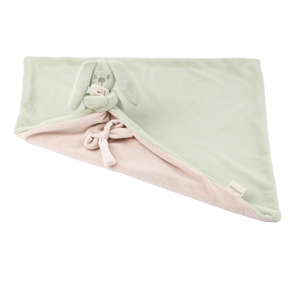 Lapidou Baby Blanket with Plush - 50 x 50 cm - Doudou Rabbit - Linden Green [DE]