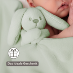 Lapidou Baby Blanket with Plush - 50 x 50 cm - Doudou Rabbit - Linden Green [DE]