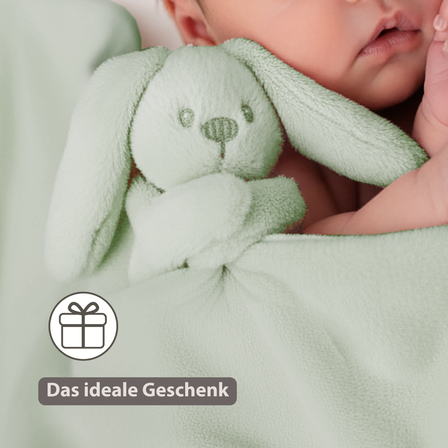 Lapidou Baby Blanket with Plush - 50 x 50 cm - Doudou Rabbit - Linden Green [DE]