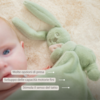 Lapidou Baby Blanket with Plush - 50 x 50 cm - Doudou Rabbit - Linden Green [IT]