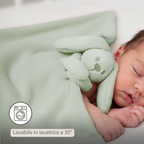 Lapidou Baby Blanket with Plush - 50 x 50 cm - Doudou Rabbit - Linden Green [IT]