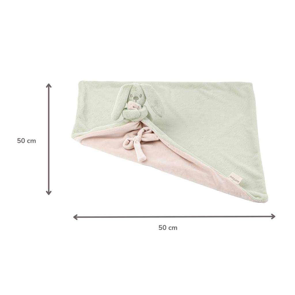 Lapidou Baby Blanket with Plush - 50 x 50 cm - Doudou Rabbit - Linden Green [IT]