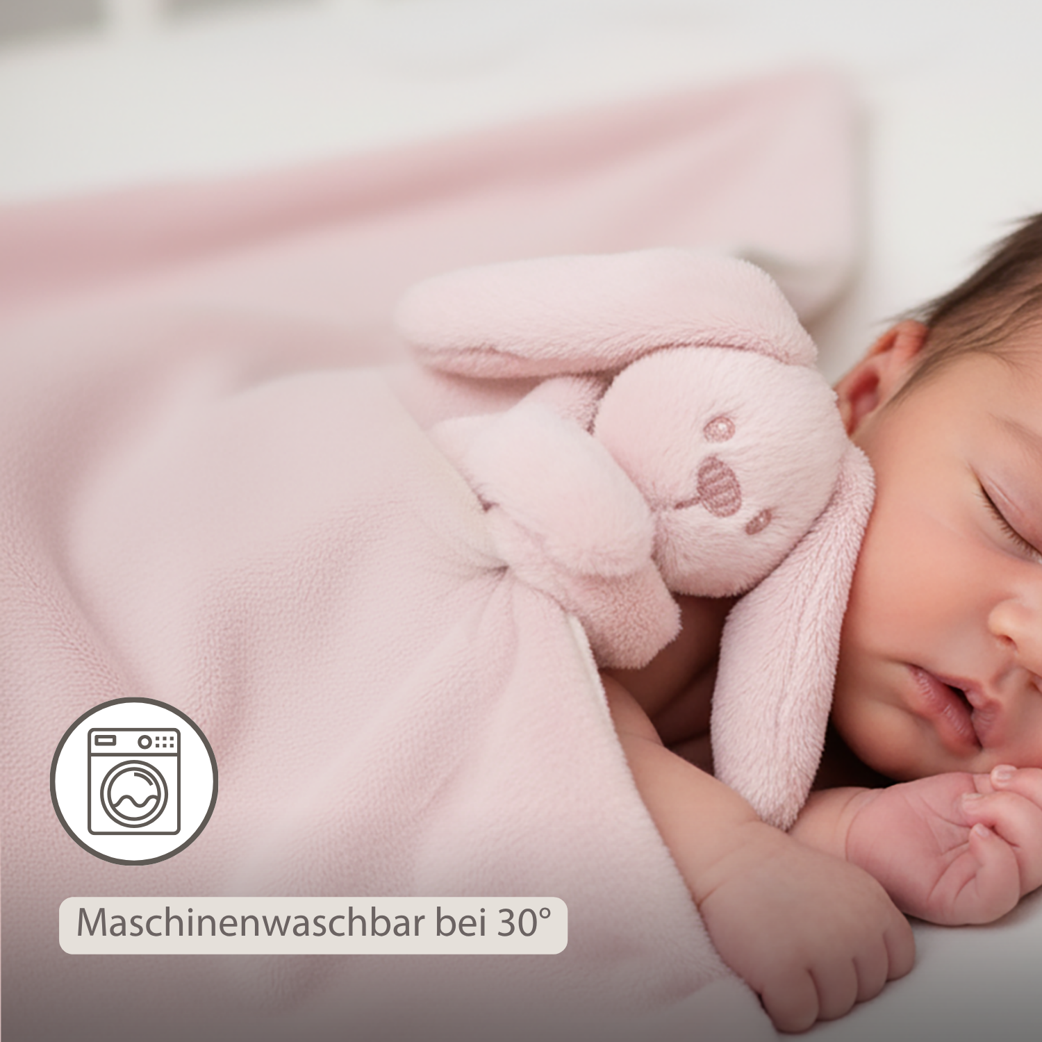 Lapidou Baby Blanket with Plush - 50 x 50 cm - Doudou Rabbit - Powder Pink [DE]