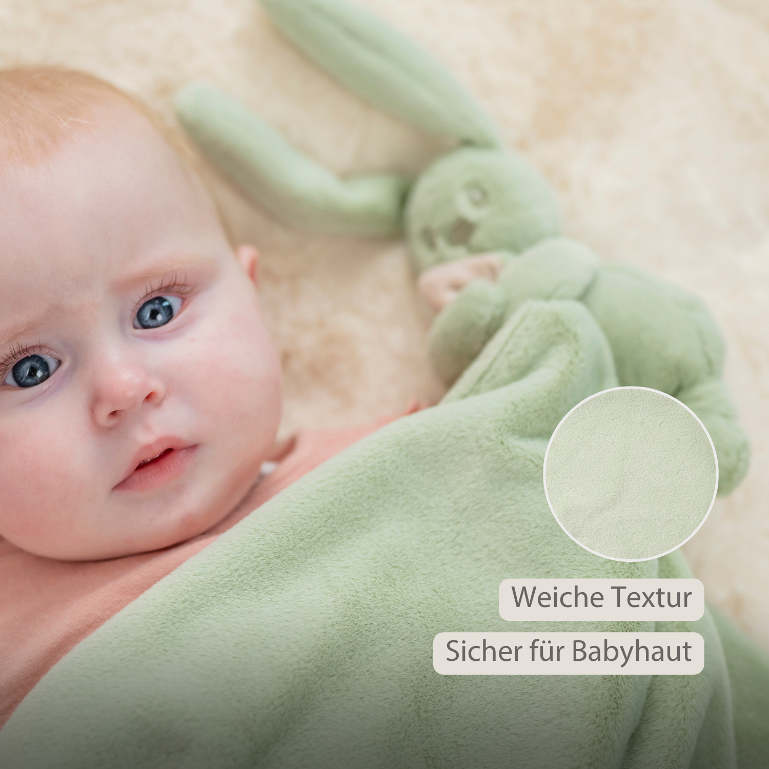 Lapidou Baby Blanket with Plush - 50 x 50 cm - Doudou Rabbit - Powder Pink [DE]