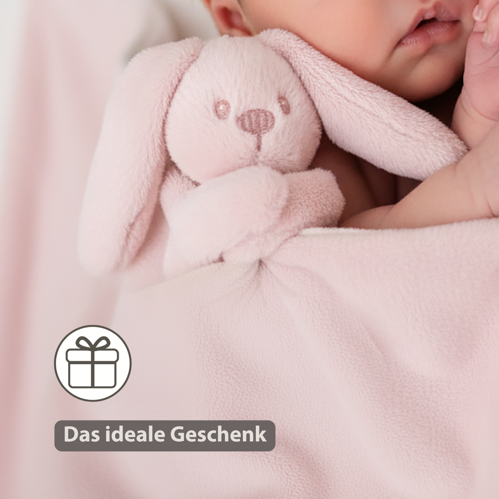 Lapidou Baby Blanket with Plush - 50 x 50 cm - Doudou Rabbit - Powder Pink [DE]