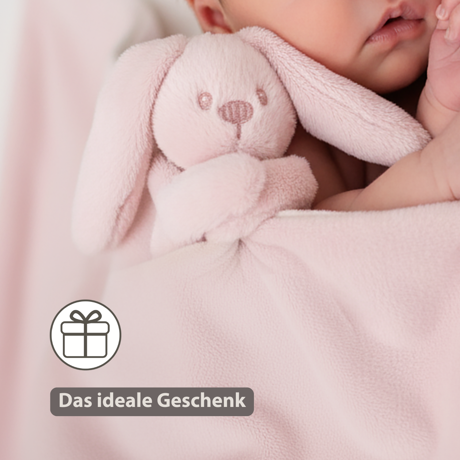 Lapidou Baby Blanket with Plush - 50 x 50 cm - Doudou Rabbit - Powder Pink [DE]