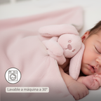 Lapidou Baby Blanket with Plush - 50 x 50 cm - Doudou Rabbit - Powder Pink [ES]
