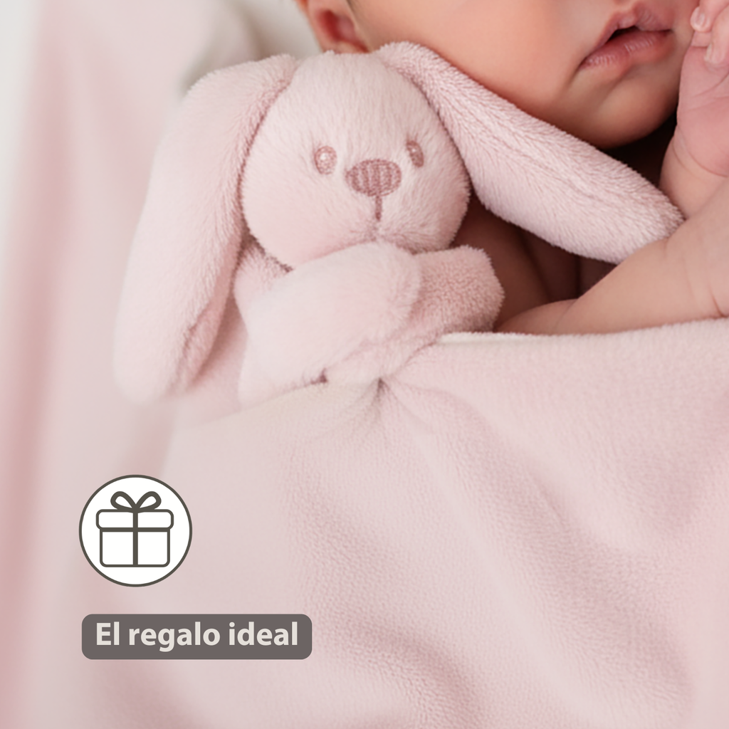 Lapidou Baby Blanket with Plush - 50 x 50 cm - Doudou Rabbit - Powder Pink [ES]