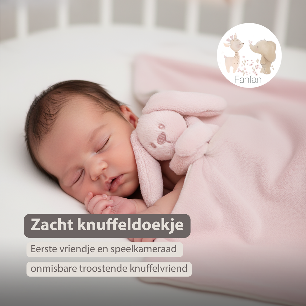 Lapidou Baby Blanket with Plush - 50 x 50 cm - Doudou Rabbit - Powder Pink [NL]